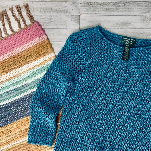 Ralph Lauren Exclusive Hand Knit For LRL Mercerized Open Knit Sweater - Picture 3 of 13